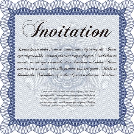 Vintage invitation template. With guilloche pattern. Vector illustration. Retro design. 