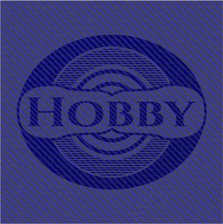 Hobby badge with denim texture