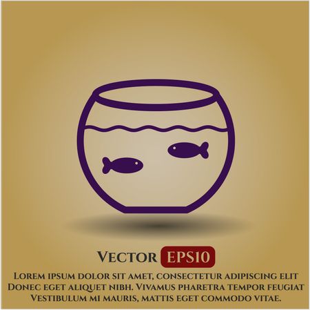 fishbowl with fish icon vector symbol flat eps jpg