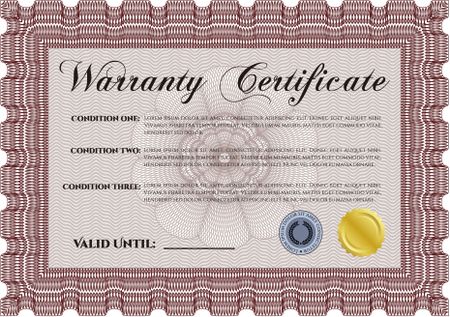 Warranty Certificate template. Detailed. Nice design. Easy to print. 