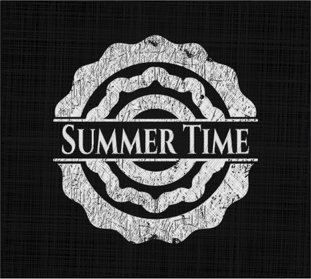 Summer Time chalkboard emblem on black board