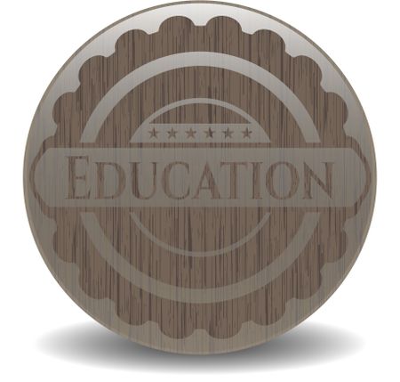 Education retro style wood emblem