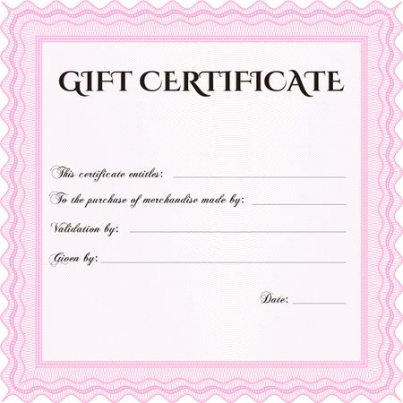 Retro Gift Certificate. Detailed. Cordial design. With background. 
