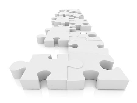 puzzle path in 3d isolated over a white background