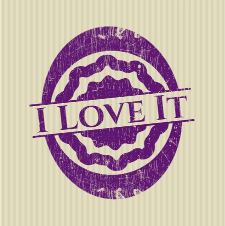 I Love It rubber stamp with grunge texture