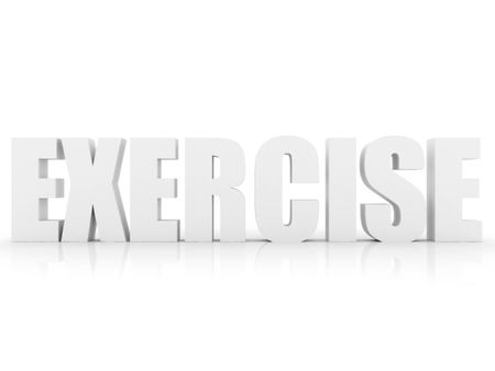 Exercise word in 3D isolated over a white background