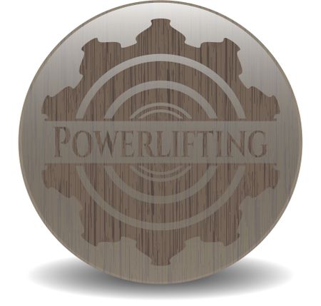Powerlifting retro style wooden emblem