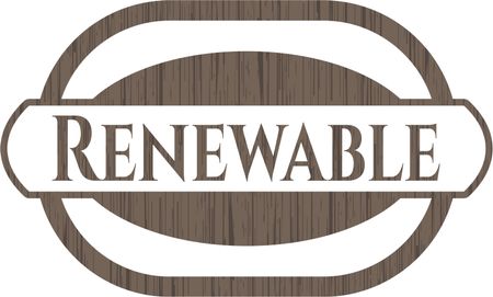 Renewable badge with wooden background