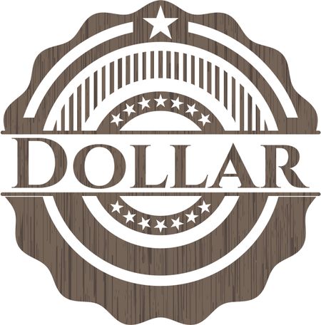 Dollar badge with wood background