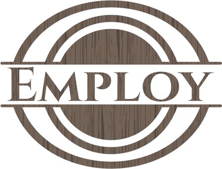Employ badge with wooden background