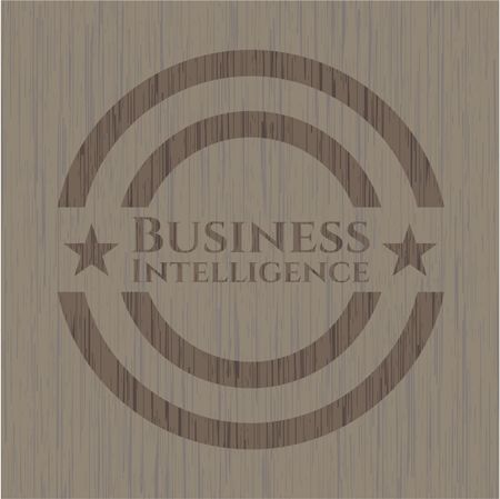 Business Intelligence wood icon or emblem
