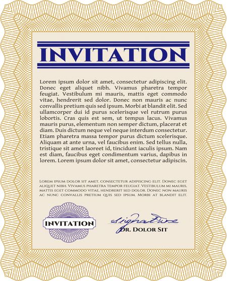 Formal invitation template. With complex background. Customizable, Easy to edit and change colors. Excellent design. 