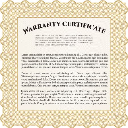Sample Warranty. Border, frame. With linear background. Beauty design. 