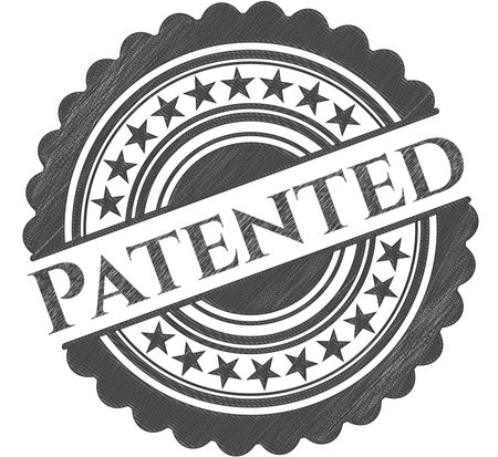 Patented emblem drawn in pencil