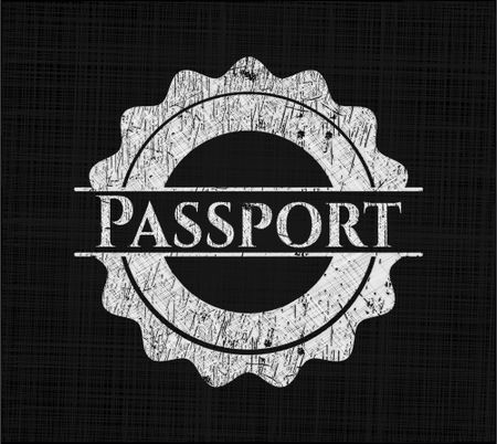 Passport chalk emblem, retro style, chalk or chalkboard texture