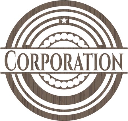 Corporation badge with wooden background