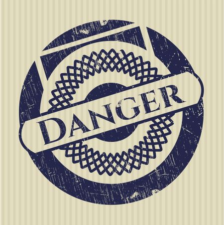 Danger rubber seal with grunge texture