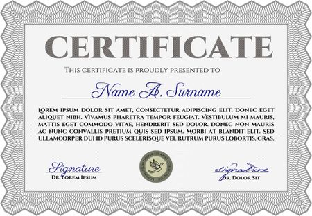 Grey Sample Certificate. Artistry design. With quality background. Vector pattern that is used in money and certificate. 