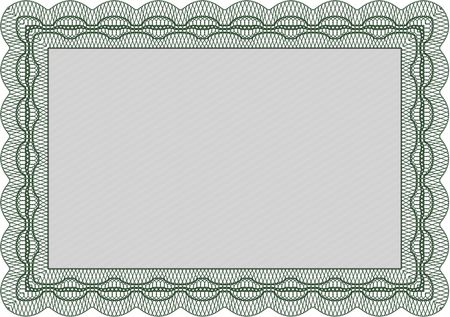 Certificate template or diploma template. Complex background. Vector pattern that is used in currency and diplomas.Superior design. Green color.