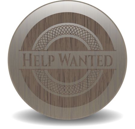 Help Wanted badge with wood background