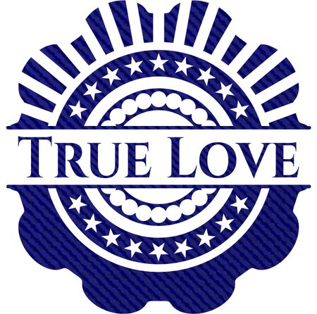 True Love badge with denim texture