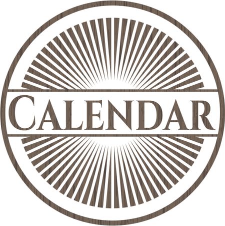 Calendar realistic wood emblem