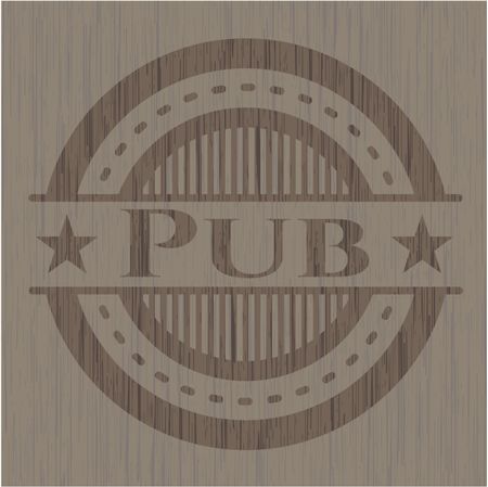 Pub badge with wooden background