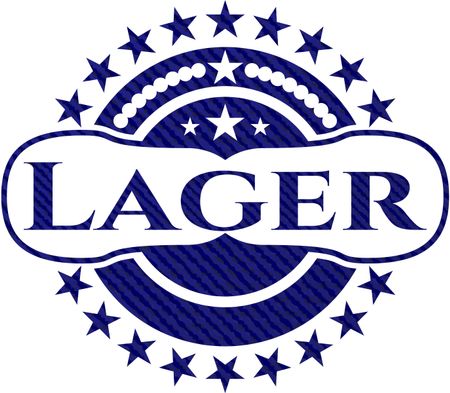 Lager emblem with denim high quality background