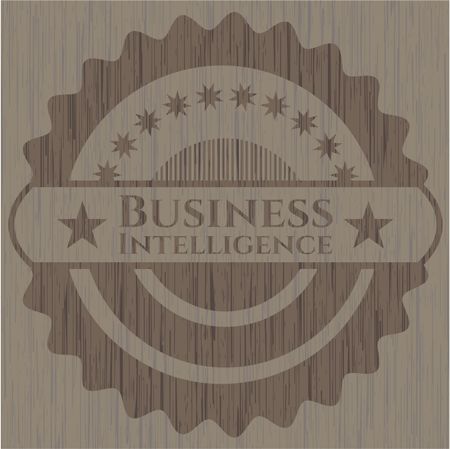 Business Intelligence realistic wooden emblem