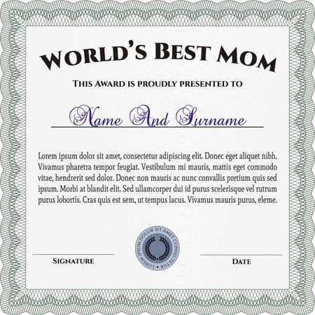 World's Best Mother Award Template. Customizable, Easy to edit and change colors. Complex background. Excellent design. 