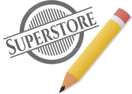Superstore emblem drawn in pencil