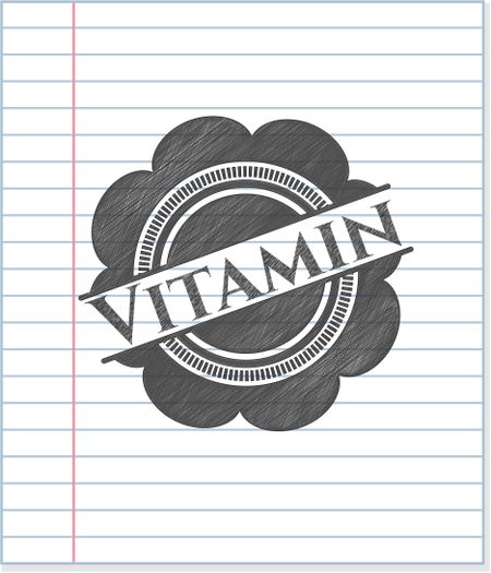 Vitamin drawn with pencil strokes