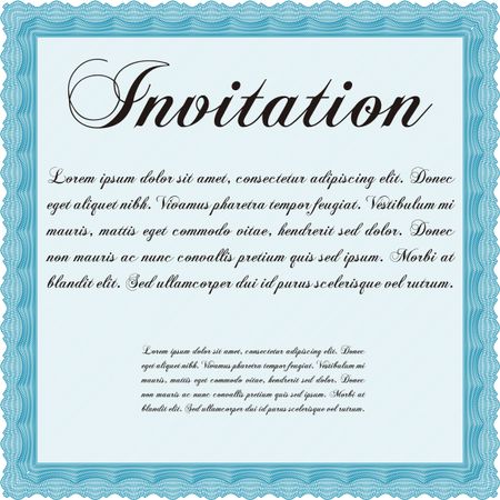 Vintage invitation. Vector illustration. With guilloche pattern and background. Excellent complex design. 