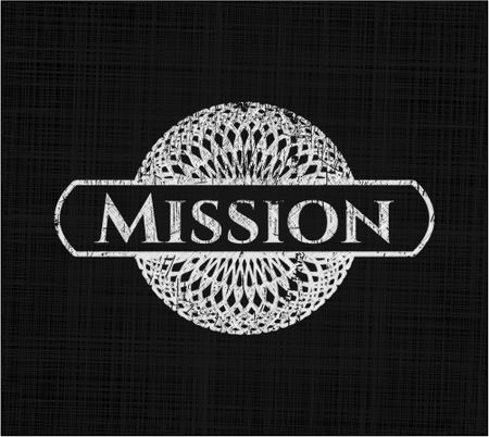 Mission chalkboard emblem on black board