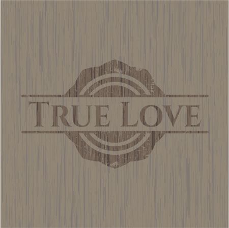 True Love wooden emblem. Retro