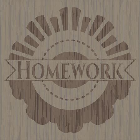 Homework retro style wood emblem