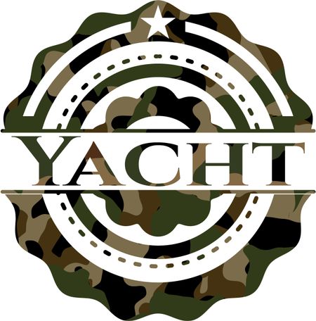 Yacht on camouflaged pattern