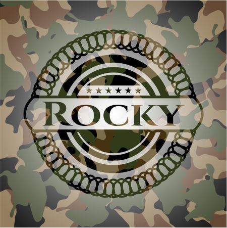 Rocky on camouflaged pattern