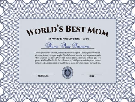 Best Mother Award. Border, frame. Beauty design. With linear background. 