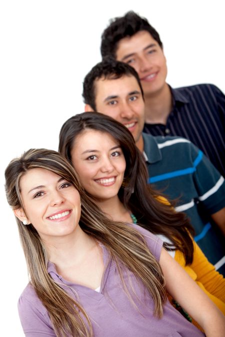 Group of young people isolated over a white background