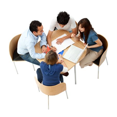 People working together isolated over a white background