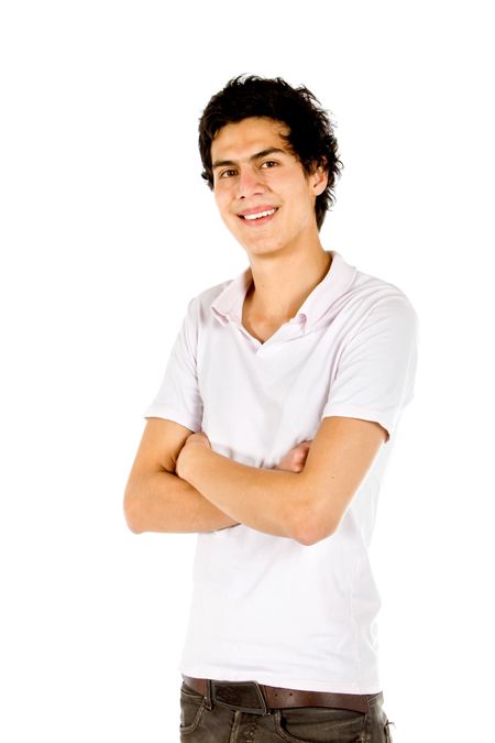 Happy young man isolated over a white background
