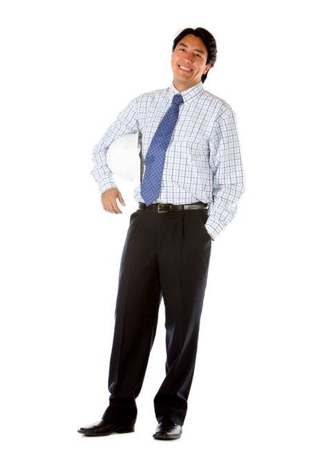 Fullbody business engineer isolated over a white background