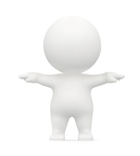 3D man figure with arms outstretched isolated over a white background