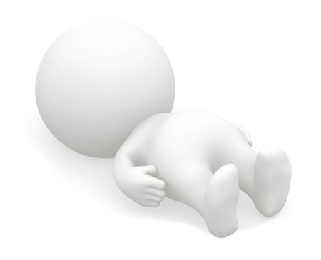 3D man lying on the floor isolated over a white background
