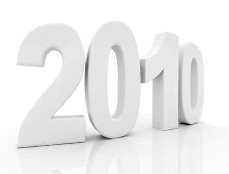 2010 in 3D isolated over a white background