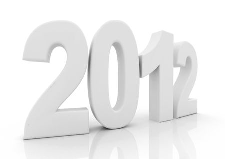 2012 in 3D isolated over a white background