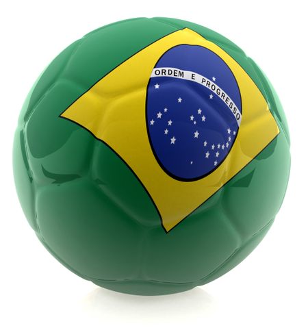 3D football with the flag of Brazil isolated - World Cup concepts