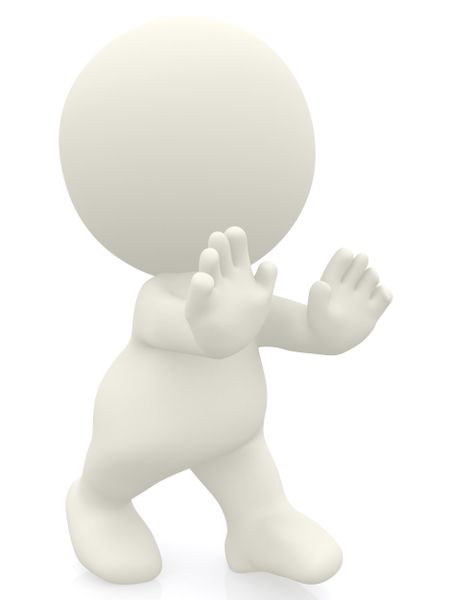 3D person pushing something  - isolated over a white background