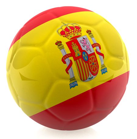 3D football with the flag of Spain - isolated over a white background